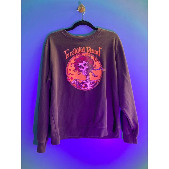 Grateful Dead Rose Skull Graphic Print Black Long Sleeve Sweatshirt Mens Size XL - Picture 1 of 3